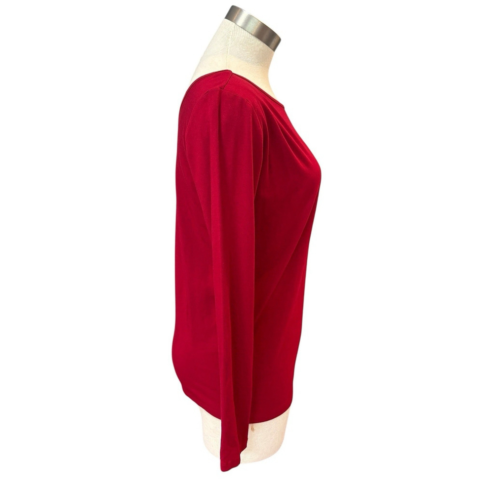 NWT MIIK Womens Top Long Sleeve Scoop Neck Back V Canada Red Sz. S - Picture 3 of 7